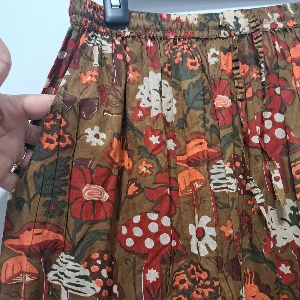 Lakhays Hippie Boho Chic Mushroom Forest Handmade Artisan Cotton Clay M/L NWT